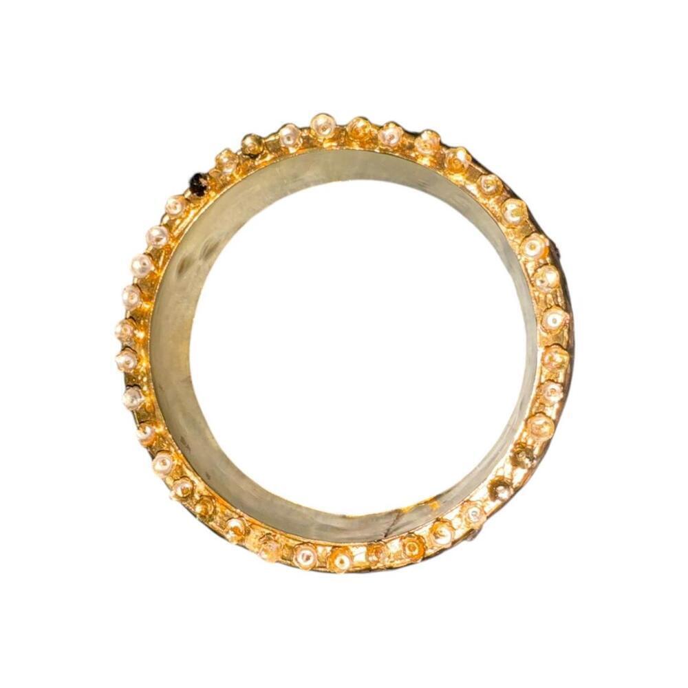 Hand-Painted Enamel Floral Gold Plated Bangle Bracelet - Picture 3 of 3